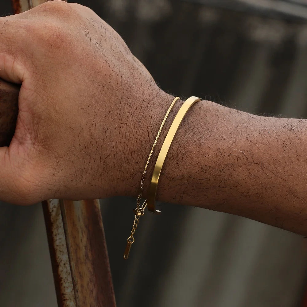 Kit Pulseira + Bracelete Mascunlino Ares em Aço Inoxidável