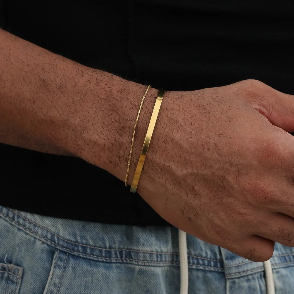 Kit Pulseira + Bracelete Mascunlino Ares em Aço Inoxidável